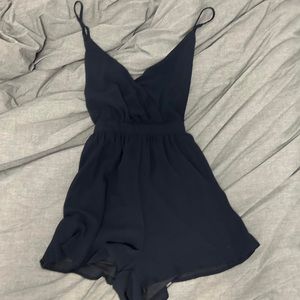 Navy blue mesh romper